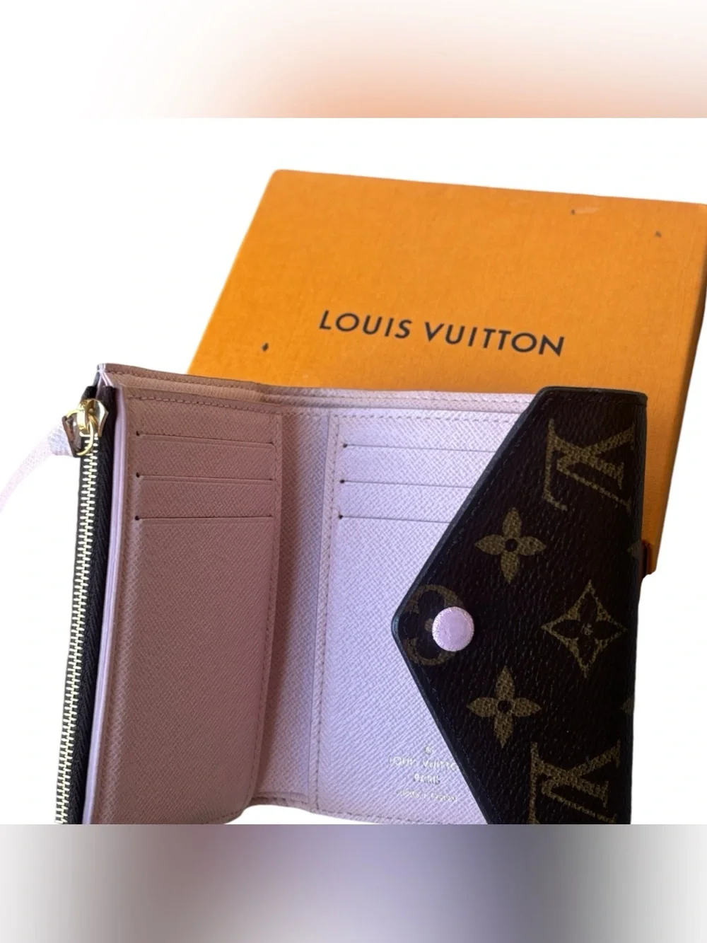 Louis Vuitton Victorine Monogram Rose Ballerine Wallet & Box